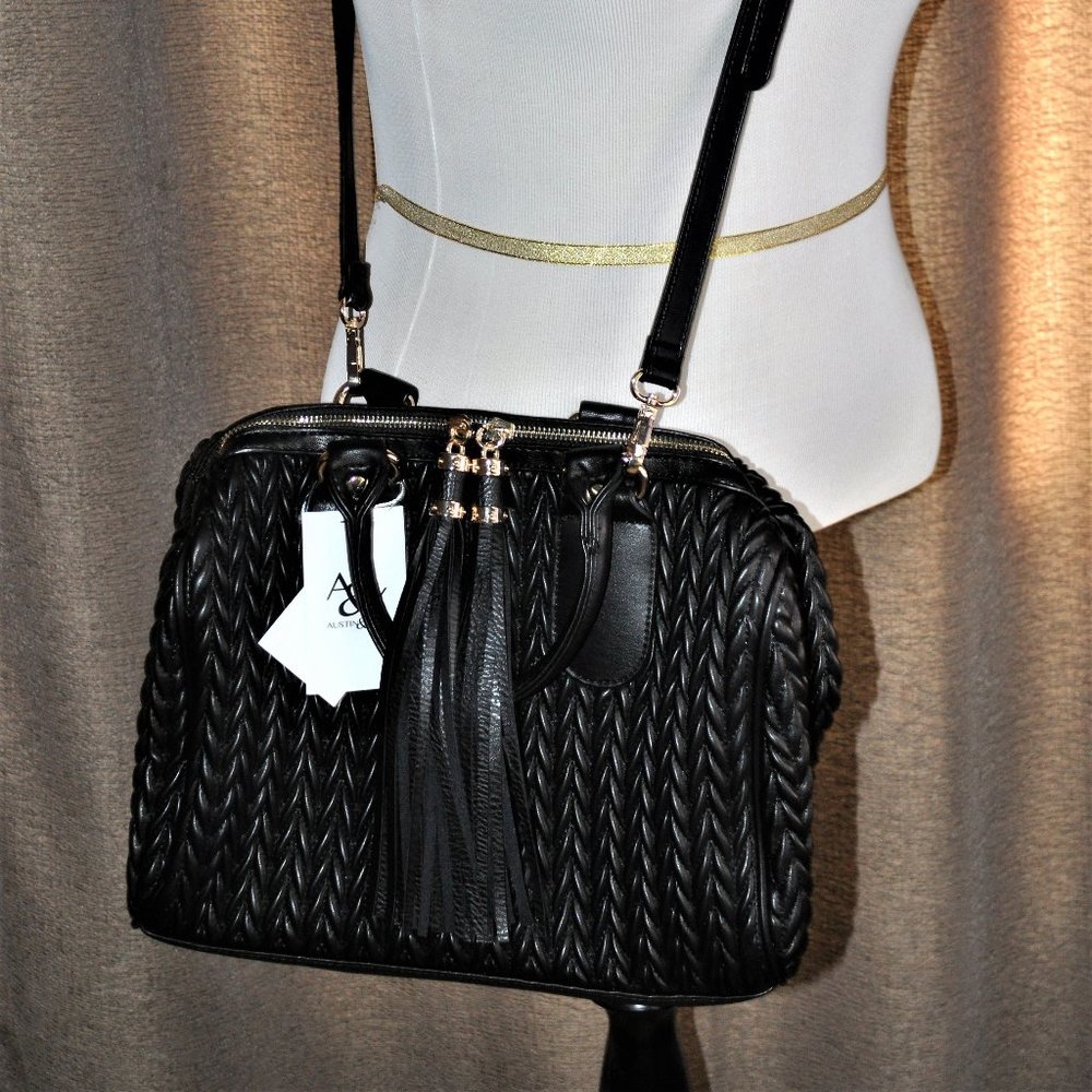 NWT! Austin & York Quilted Black Vegan Leather Crossbody Bag - Picture 8 of 8